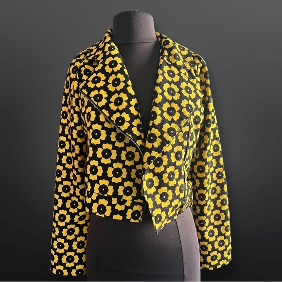Daisy print Biker jacket SUPER LIGHTWEIGHT. - Picture 2 of 3